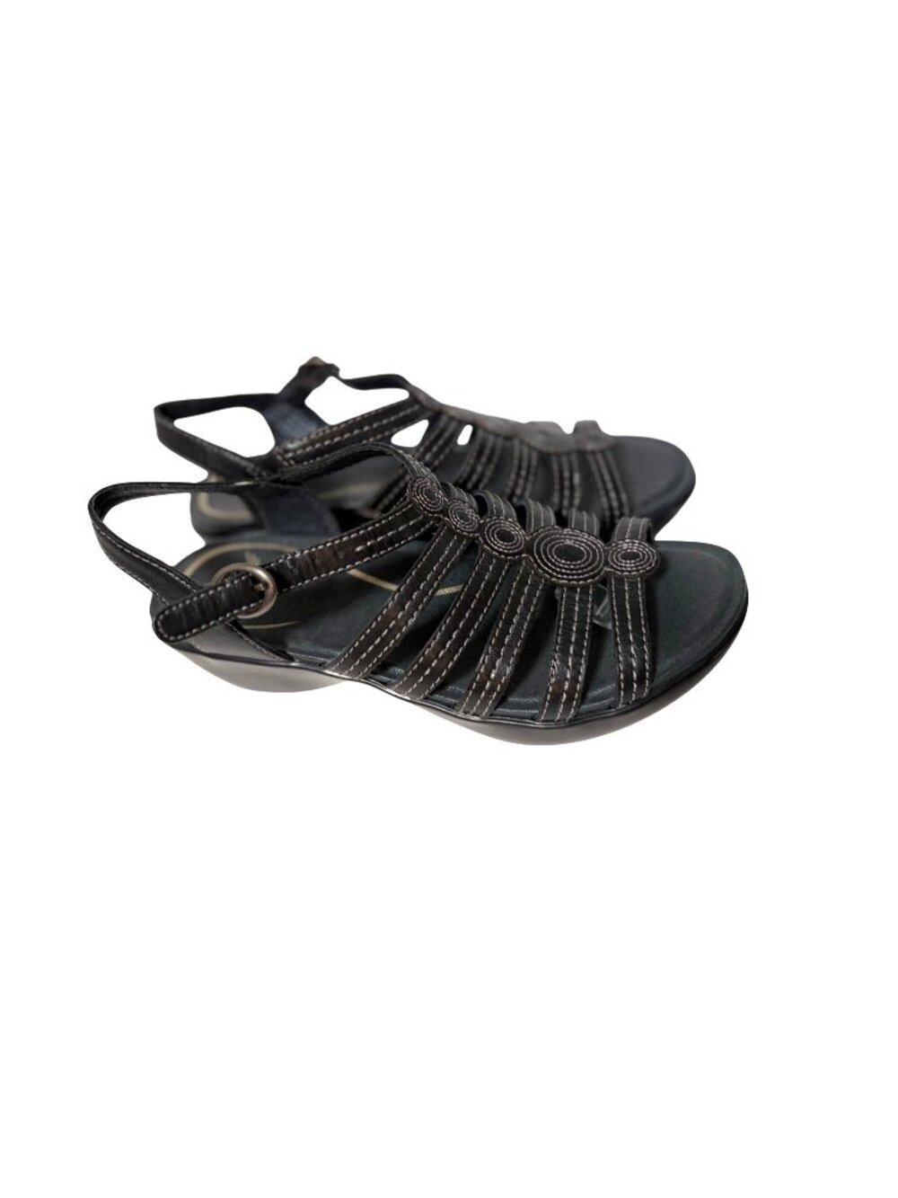 Dansko Womens Size 36 6 Drea Strappy Sandals Shoes Black Leather 1.5 in Heel